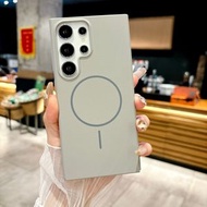 內地直送 - 大孔皮纹磁吸适用于三星s22Ultra手机壳磁吸工艺三星高端pu皮商务s232425Ultra设计-灰色 三星Galaxy S22