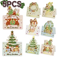 【88HomeStore】1/5pPcs Merry Christmas Cards Foldable Greeting Postcards Snowman Santa Claus Gift Cards Christmas Party Decoration