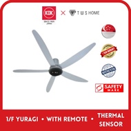 KDK Ceiling DC Fan T60AW, White| 60Inch (150cm)| Light Yuragi Function | With Remote and Themal Sens