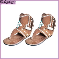 Women Bohemian Sandals Retro Gladiator Fringe Flat Sandals Open Clip Toe Tassel Casual Roman Sandals