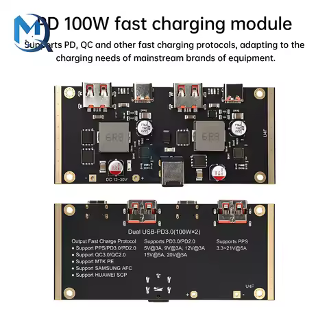 2 Way Independent Outputs PD 100W Fast Charging Module DC 12-30V 100W Multi-protocol Intelligent Mod