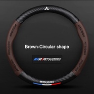 Sukisa Auto Parts 3D Embossing Carbon fiber Genuine Leather Car steering wheel cover For Mitsubishi 