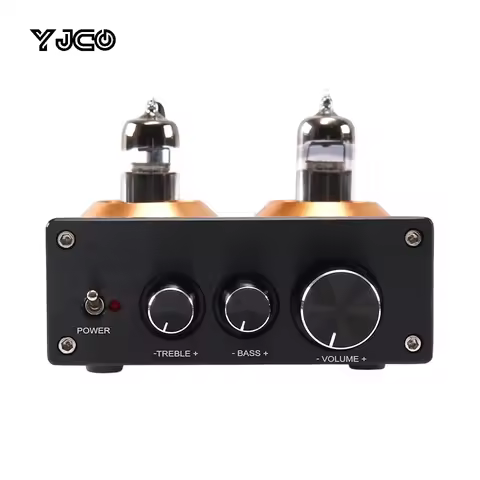 YJCO Stereo Tube Amplifier Buffer 6J5 Bluetooth 5.0 JL 5.1QCC3034 Preamplifier HiFi Preamp with Treb