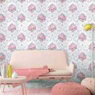 Wallpaper Dinding Motif Batik Pink Dsr Abu 10M X 45Cm