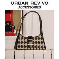 URBAN REVIVO กระเป๋าสะพายข้างแบบย้อนยุคหัวเข็มขัดรูปสี่เหลี่ยมขนมเปียกปูนใต้วงแขนกระเป๋าทรงเหลี่ยม AW14TB2E2000 Khaki