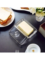 1 Piece Of Butter Dish, 6.5-Inch Glass Butter Can With Lid - Transparent Rectangular Butter Containe