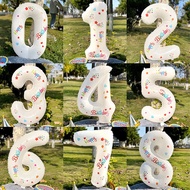 32 Inch White Number With Sticker Balloon Belon Birthday Party Decoration Set Number 0-9 Foil Balloo
