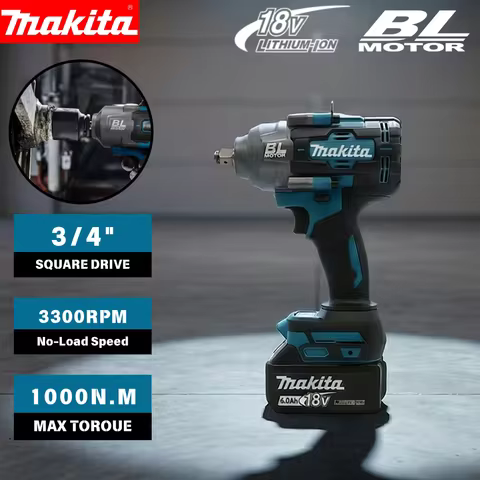 Makita1000N·m Brushless Impact Wrench Cordless 1/2 Inch High Torque Tool for Racing Tire Changes and