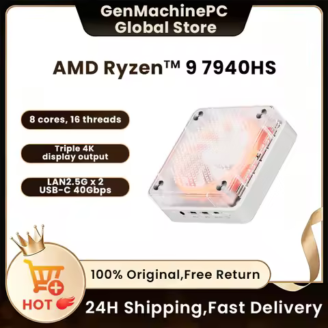 Genmachine Ryzen9 8945HS ES 7840HS 7940HS 8845HS 7640HS ES Mini PC Win 11 WiFi 6 Gaming PC Supprot D