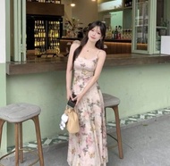 Gown Chachu Dress Organza Midi Vintage Bodycon Putih Fairy Gaun Elegan Wanita Casual Pesta Baju Kond