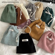 shi 1pc Solid Color Corduroy Drawstring Cosmetic Bags Christmas Gift Package Storage Bag High Quality Lip Candy Organizer Pouch nn