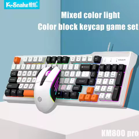 K-snake KM800 Pro wired mechanical feel keyboard and mouse set RGB segmented DPI mecha wind pattern 