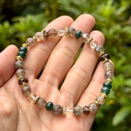 青璇龍影 龍鱗藍晶 藍水翡翠 DIY手鏈 茶水晶 綠水晶 共生藍晶石