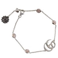 二手 Gucci 雙 G 手鍊，925 銀材質，鑲嵌珍珠母貝，義大利製造，重約 6.3 克。女士款。