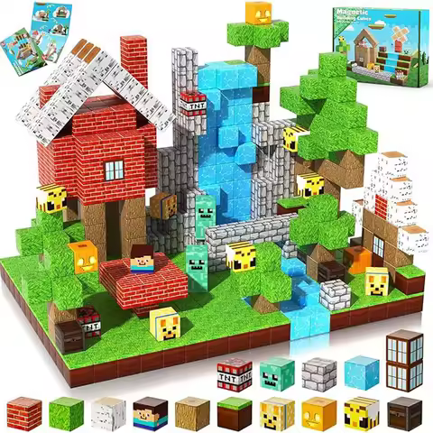 Magnetic Building Blocks Mine World Magnetic Forest House Brick Cube Toys Set STEM Sensory 2026 Best