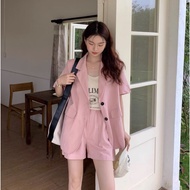 [4330] Pink Blazer + Shorts Set