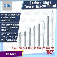 V Club Archery Carbon Steel Insert Arrow Point - Arrow Shaft ID4.2mm - 80-230 Grain