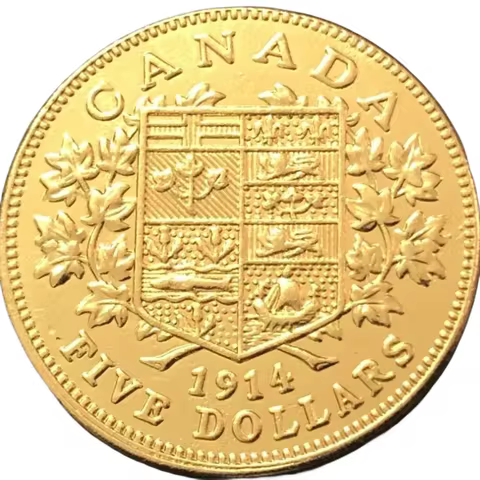 1914 Canada Five dollars Gold Copy Coin