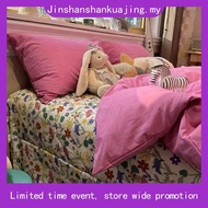 Bedsheet With Comforter Cover bedsheet king 4 in 1 Solid Color Washed Cotton Set Quilt Cover ikea be