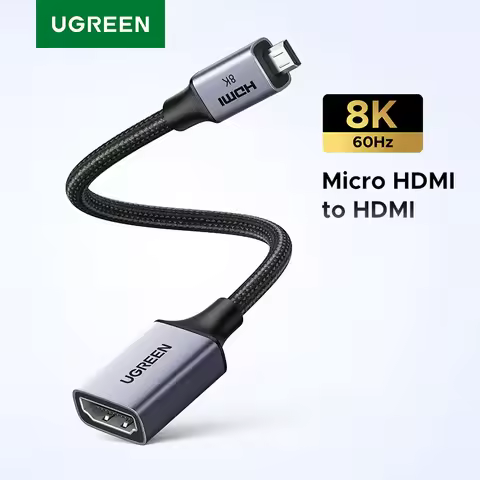 UGREEN Micro HDMI-Compatible to HDMI-Compatible Adapter 4K/60Hz 3D for GoPro Hero 7 Raspberry Pi 4 S