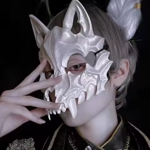 Anime Skull Cosplay Mask Scary Skeleton Half Face Masks Halloween Party Costume Props Adjustable Str