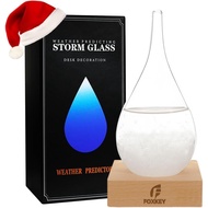 Peramal Cuaca Kaca Ribut, Sfera Kaca dengan Tapak Kayu, Glob Salji Hiasan Krismas, Stesen Cuaca Rama