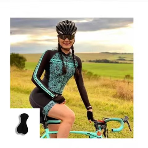 Women's Pro Team Triathlon Suit Cycling Jersey Sets Pink Long Sleeve Skinsuit One Piece Jumpsuit Spe