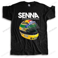 Ayrton Senna Helmet T-Shirt, Race Car Crew Neck Cotton Men's Big Size Tee