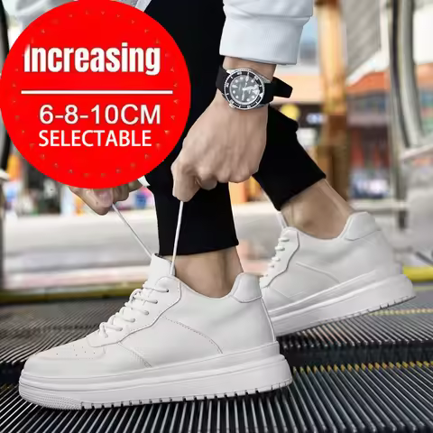 Shoes Elevator Sneakers Men Sneakers Man Elevator Shoes Height Increasing Shoes 6-10cm White Black T