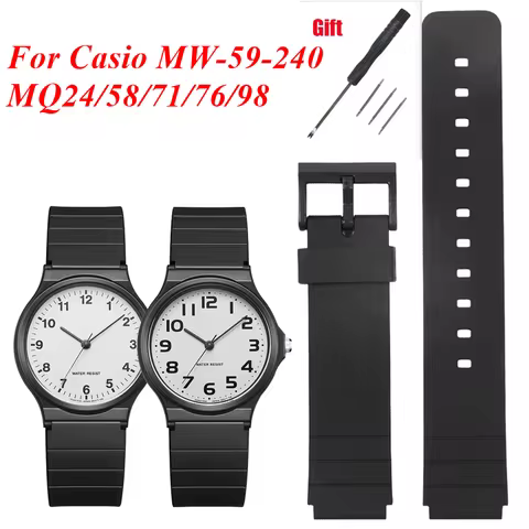 For Casio MQ24/MQ71/MQ76/MQ58 Resin Rubber Watch Strap 16mm Man Women Band waterproof Sport Bracelet