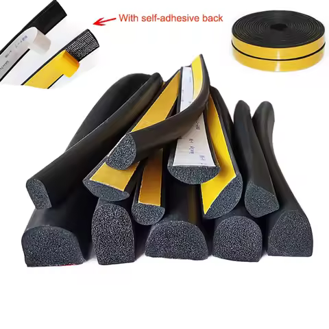 1/3/5 Meter Black Self Adhesive Sponge Seal Strip EPDM Rubber Foam Dustproof Windproof Soundproof Ca