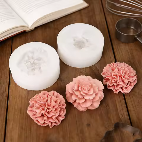 3D Carnation Silicone Candle Mold Homemade Soap Candle Chocolate Cake Decoration Mold DIY Craft Tool