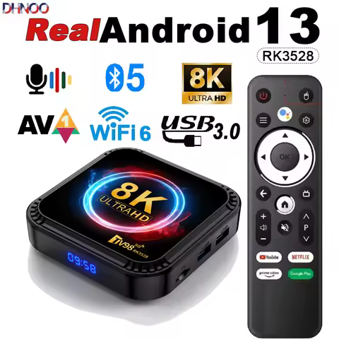 Android TV Box 4K 8K HD Real Android 13 TV98 RK3528 Dual WiFi 6 Bluetooth 5.0 Voice Remote 32GB 64GB
