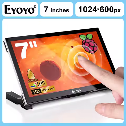 EYOYO Driver-free 7" Mini Raspberry Pi 5/4/3/Zero Monitor 1024×600 IPS LCD Touch Screen HDMI Portabl