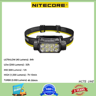 NITECORE HC75 UHE ชาร์จไฟได้โฟกัส/สปอตไลท์ไฟฉายคาดศีรษะอิเล็กทรอนิกส์3000ลูเมนพร้อมแบตเตอรี่ NL2155H