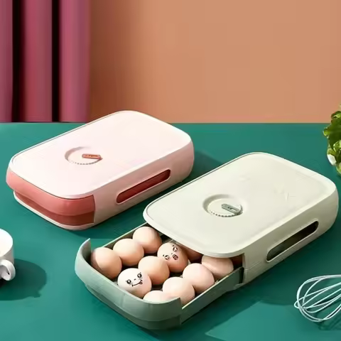 Large Capacity Egg Storage Box Earthquake-proof Anti-fall Refrigerator Storage Box Drawer Type Food
