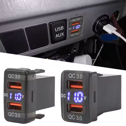 Dual USB QC3.0 Car Charger - Fast Charging Socket for Toyota FJ Cruiser, Fortuner, Hilux & Tacoma Mo