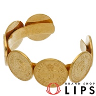 香奈兒金幣圖案手鐲（腕圍：約 17 厘米，寬度：約 2.4 厘米），鍍金，成色極佳 [二手]