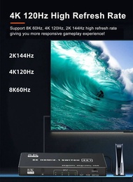 8K 60Hz HDMI2.1 3x1 4x1 5x1 Switcher 4K 120Hz HDMI Switch HDR 3 4 5 in 1 Out Audio Video Converter f