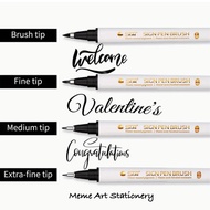 MEME x STA Brush Calligraphy Pen Black Ink Art Work Hand Lettering Writing Signing Pen