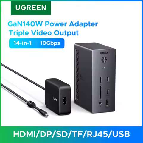 UGREEN Docking Station 14-in-1 USB HUB Triple Display HDMI DP 10Gbps USB-A/C RJ45 SD&TF PD100W for L
