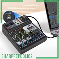 [Sharprepublic2] Audio Mixer Support Bluetooth 5.0 USB Portable 4 Channel 48V Power DJ Mixer for Computer