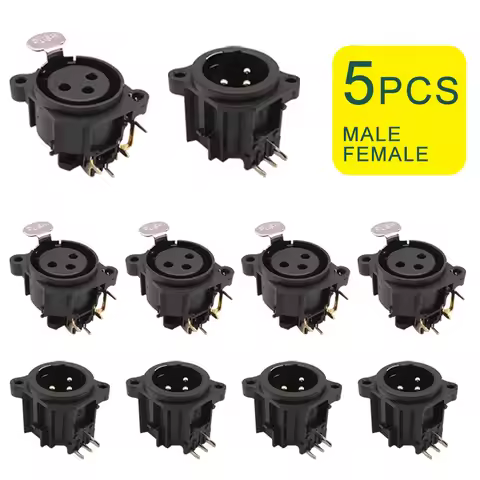 Connector XLR Black 5/20/100PCS 3Pins XLR Connector Black Plastic Male/Female Connector XLR Jack Soc
