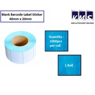 Blank Barcode Label Sticker 40mm x 20mm (1000pcs) (1roll)