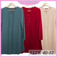 [Size 40-52] GLAMOUR Blouse Labuh Fursan Strip Long Sleeve/ Blaus Muslimah Labuh Perempuan Lengan Pa