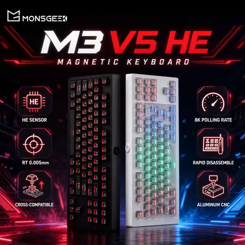 AKKO X MONSGEEK M3 V5 HE Keyboard 80% TKL Magnetic Switch RT0.005mm 8K USB Type-C/2.4g&BT5.0 Wireles