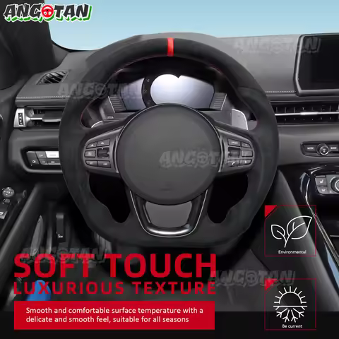 Suede Leather Steering Wheel For Toyota Supra GR 2020+ A90/A91 MKV Handcarfted Flat Bottom Sude Stee