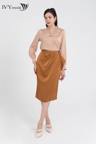 Áo lụa cổ V may nhúm ngực IVY moda MS 17M8063