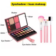 [ 1SET ] Make Up Lengkap Sepaket Murah - Eyeshadow MakeUp Pallete Dompet + Set Kuas Make Up Stik Bru