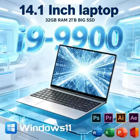 High Performance 14.1 Inch Business Laptop Intel I9-9900 Chip 32GB RAM 2TB SSD Win11 Notebook Built-